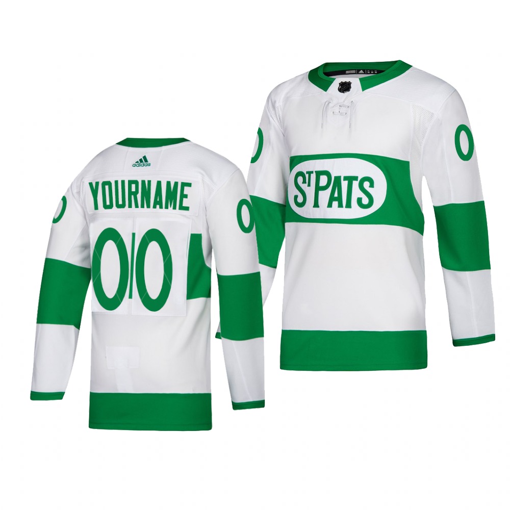 Men Adidas Toronto Maple Leafs Personalized White St. Patrick Day Authentic Player Custom Practice NHL Jersey->customized nhl jersey->Custom Jersey
